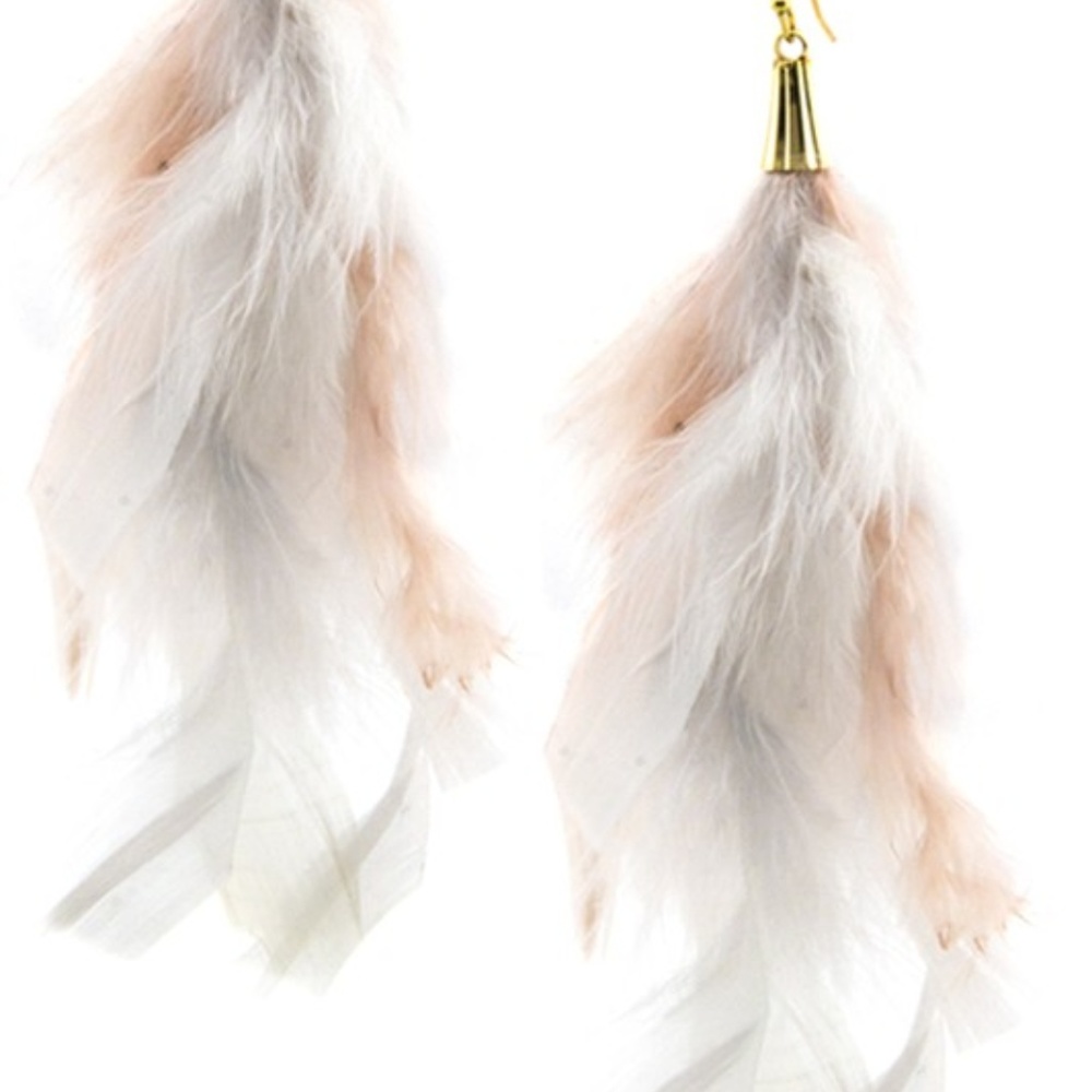 Delicate Pastel Pink & Grey Feather Earrings